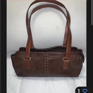 Vtg. Fossil brown leather hobo retro 70’s-80’s style look over the shoulder